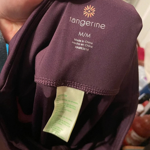 TANGERINE MAROON AND PINK COLOR BLOCK 7/8 LEGGINGS - Picture 3 of 4